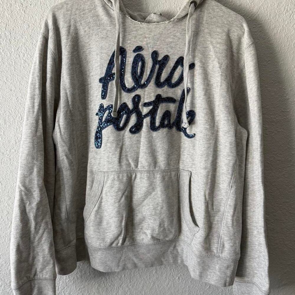 Aeropostale grey hoodie with navy